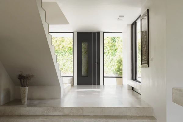 Aluminum front door interior