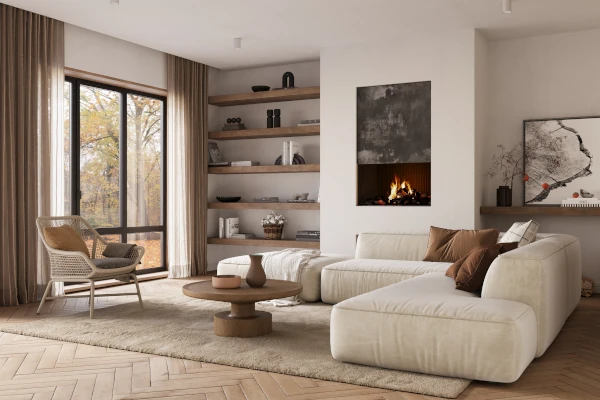 Aluminum windows in living room