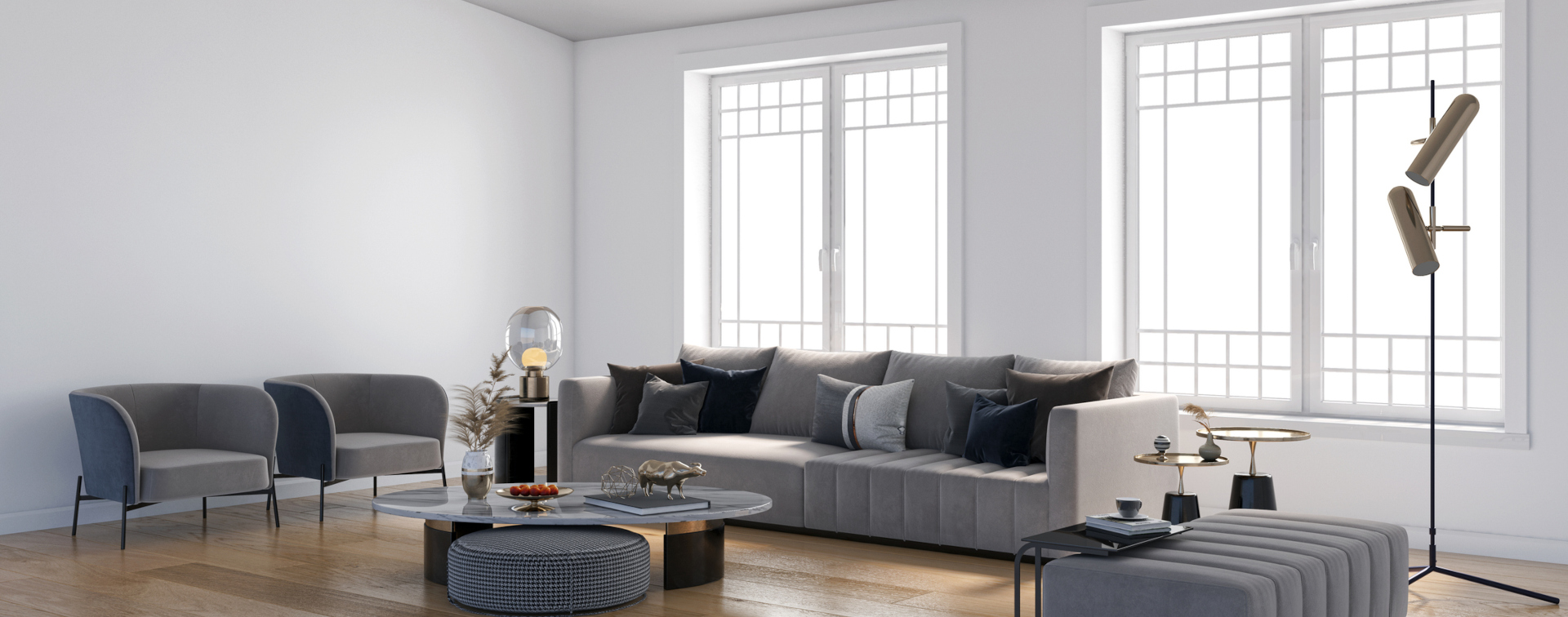 Vinyl windows in living room