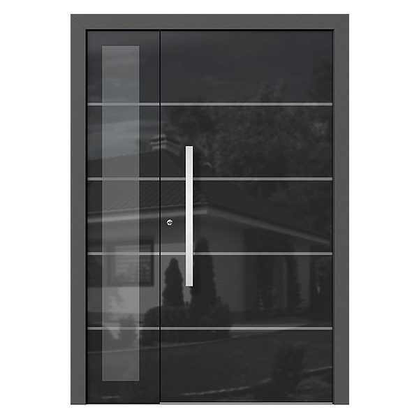 Entry doors with modern glass window panels