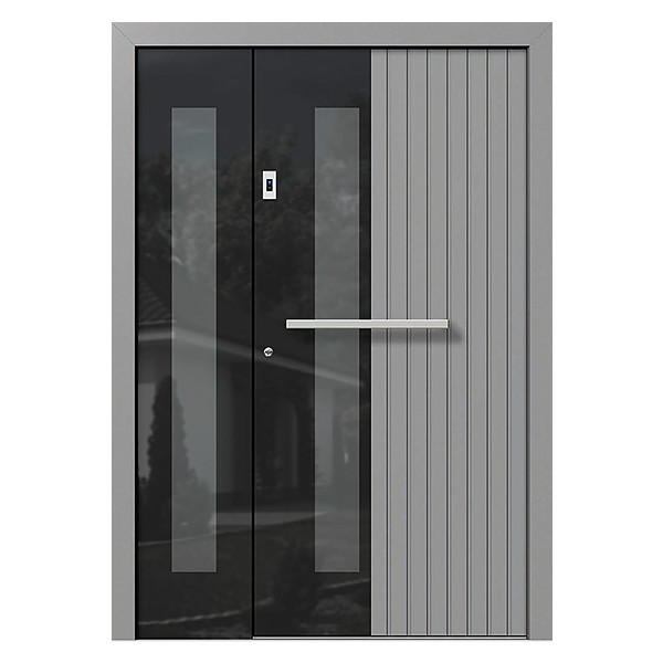 Aluminum clad entry door with electronic lock
