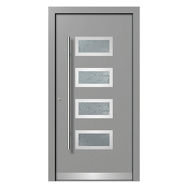 Aluminium clad door with customizable glass window inserts