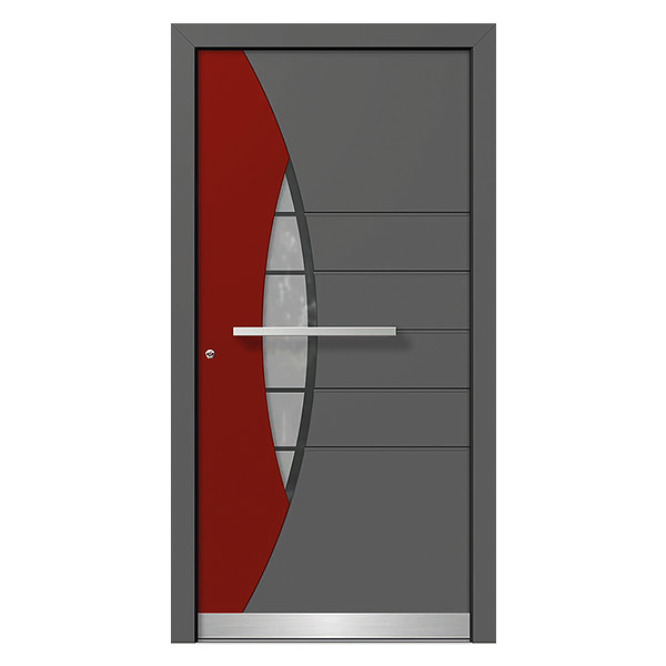 Modern Entry Door with Colored Panels and Inserts
